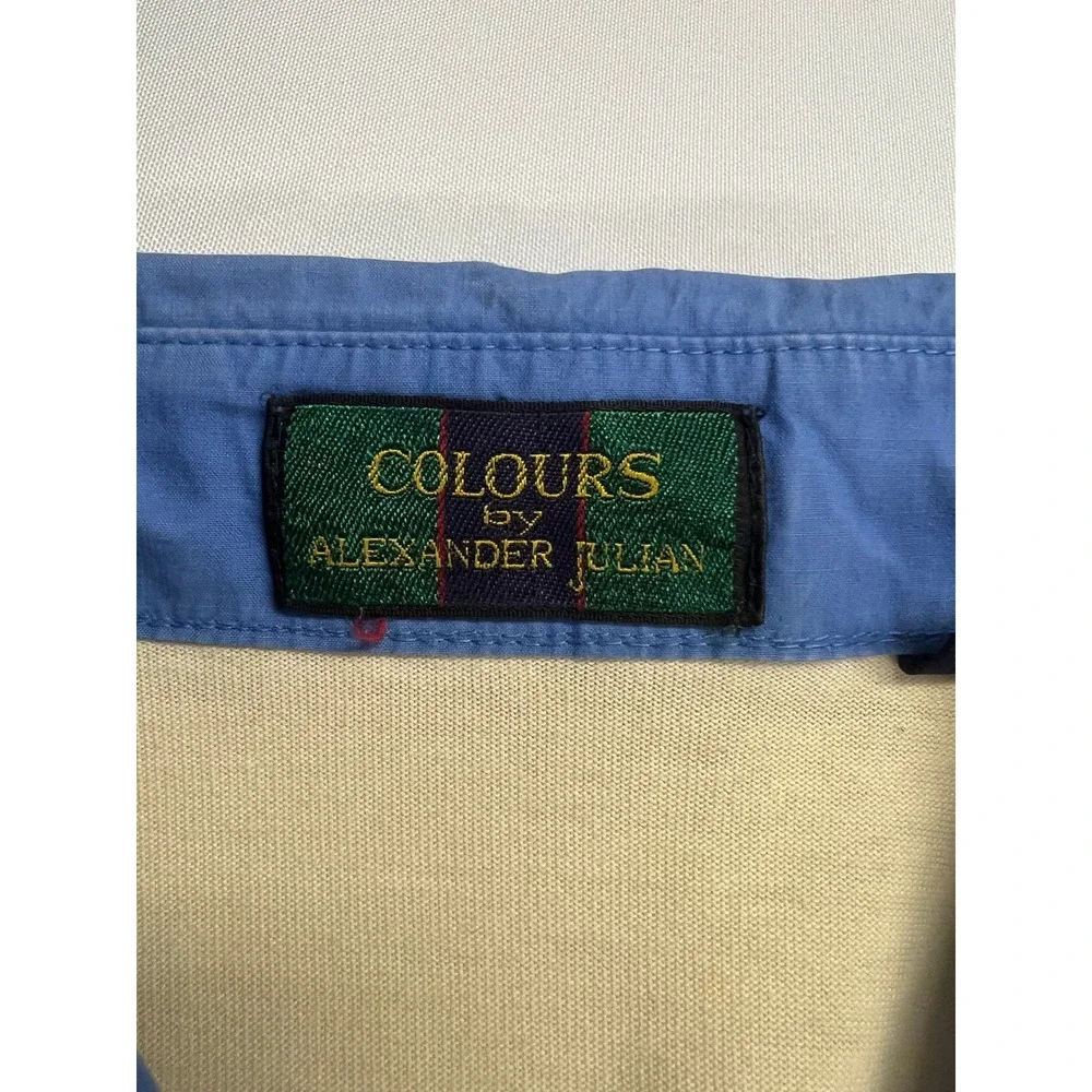 Colours Alexander Julian Mens Vintage 90s Striped Polo Shirt Large Preppy - Picture 4 of 9